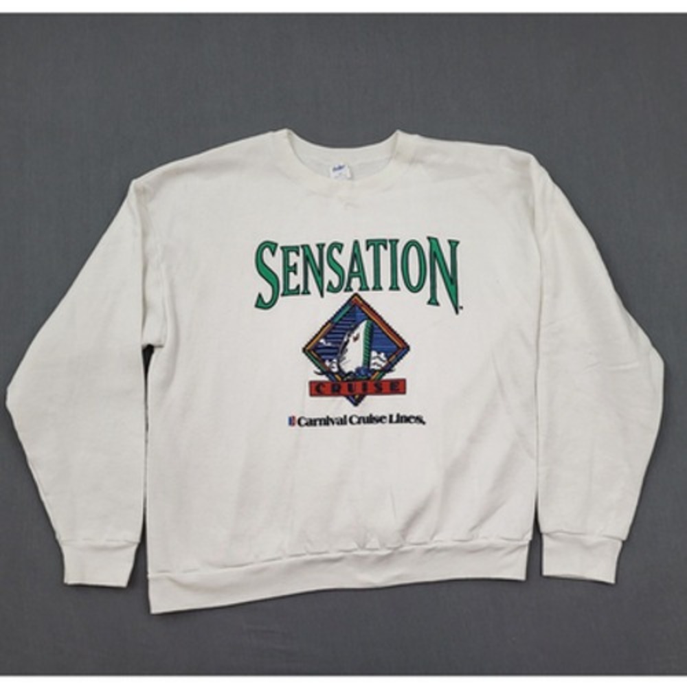 Vintage Carnival‎ Cruise Lines Sensation Sweatshirt White Mens XXL Made in USA